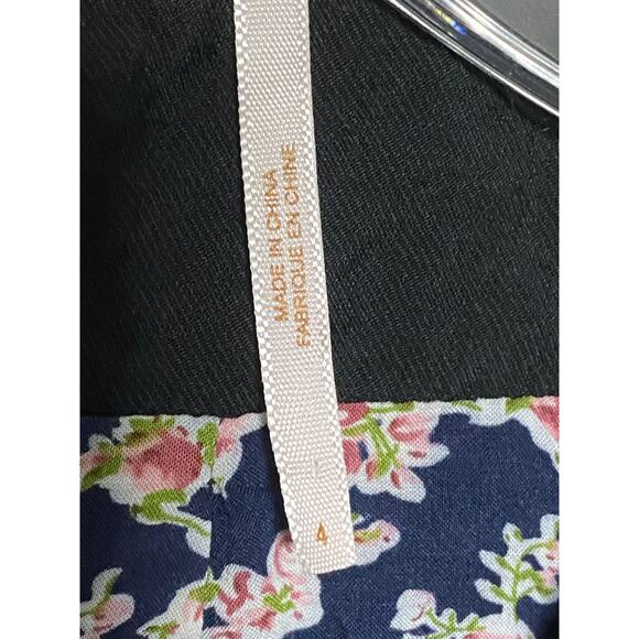 Free People Blazer Jacket Black Floral Lined Asymmetrical Buttons Ruffle Women 4 - Picture 5 of 8